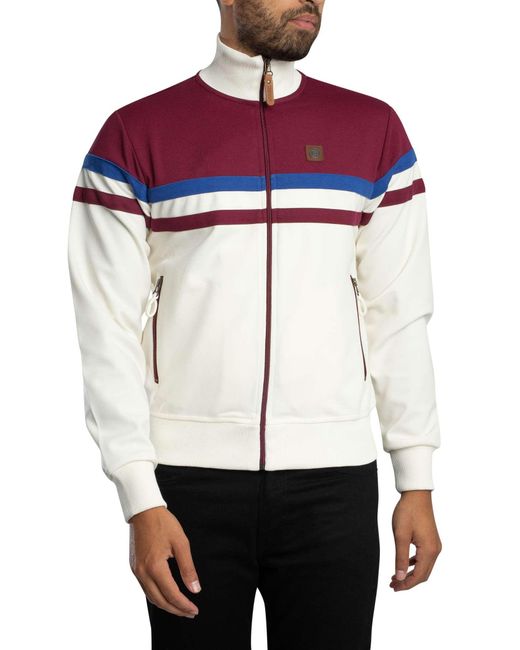 Trojan White Panel Stripe Track Jacket for men