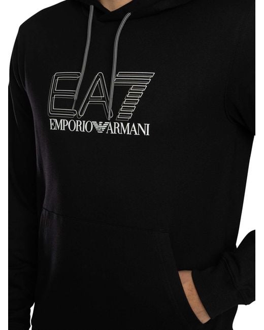 EA7 Black Echo Graphic Pullover Hoodie for men