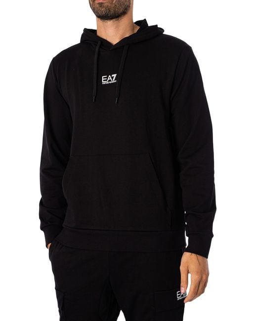 EA7 Black Jersey Pullover Hoodie for men