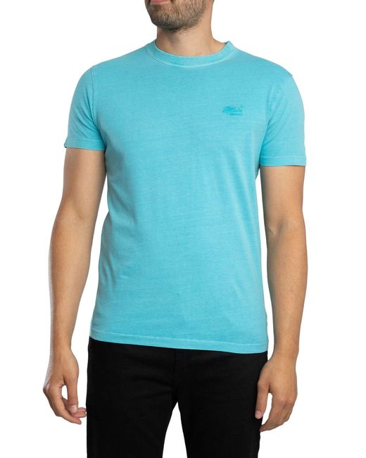 Superdry Blue Essential Logo Emb Neon T-shirt for men
