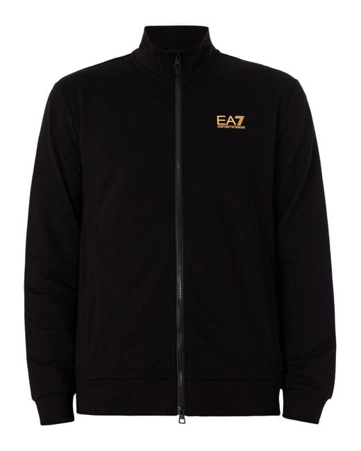 EA7 Black Logo Zip Through Tracksuit for men
