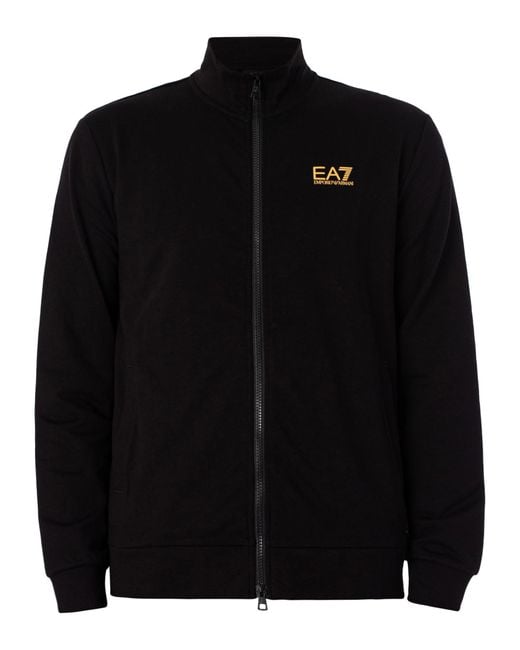 EA7 Black Logo Zip Through Tracksuit for men