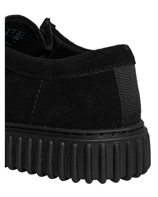 Clarks Black Torhill Lo Suede Shoes for men