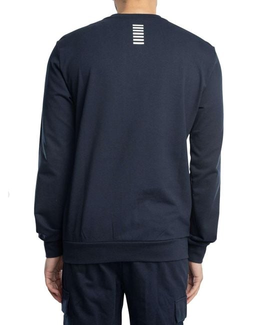 EA7 Blue Regular Logo Sweatshirt for men