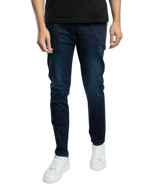 Replay Blue Men's Anbass Slim-fit Hyperflex Jeans Made Of Recycled Material With Stretch for men