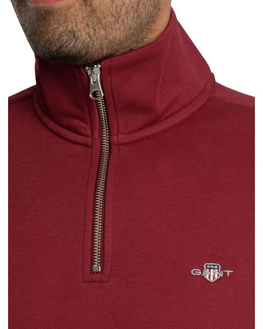 Gant Red Regular Shield Half Zip Sweatshirt for men