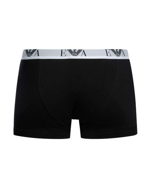 Emporio Armani Black 3 Pack Stretch Cotton Trunks for men