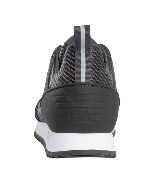 EA7 Gray Mesh Logo Trainers for men