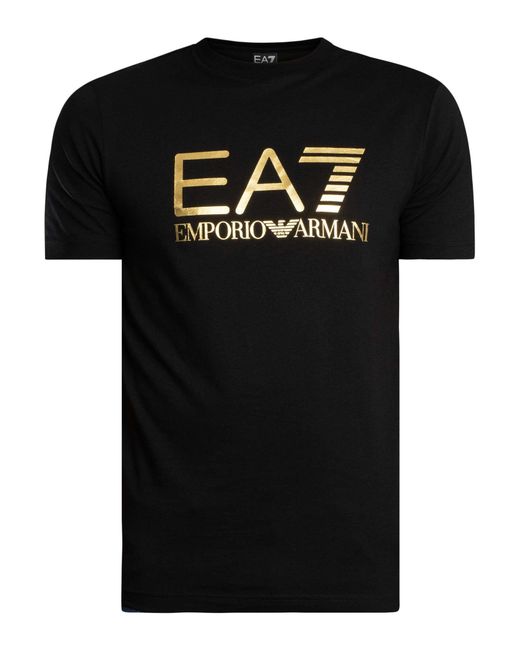 EA7 Black Slim Logo Graphic T-shirt for men