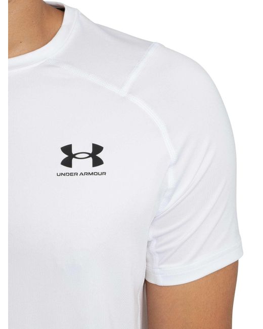 Under Armour White Heatgear Fitted Short Sleeve T-shirt for men