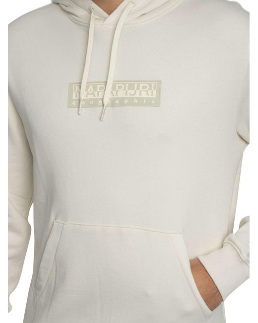 Napapijri White Box Logo Pullover Hoodie for men