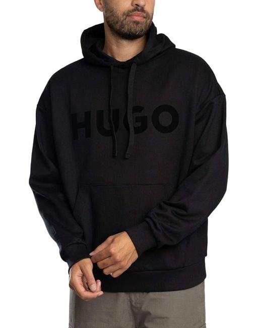 HUGO Black Ditchie Big Logo Pullover Hoodie for men