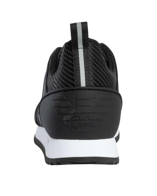 EA7 Black Mesh Logo Trainers for men