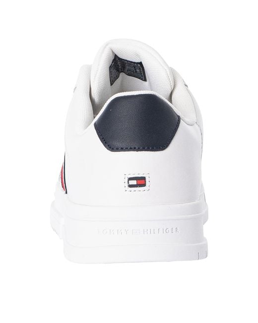 Tommy Hilfiger White Supercup Leather Stripes Trainers for men