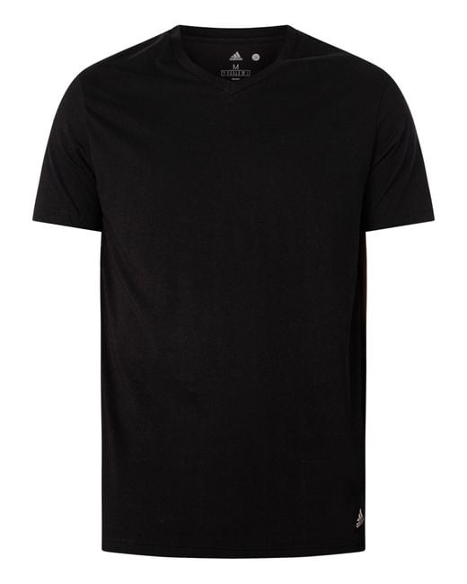 Adidas Black 3 Pack Lounge V-neck T-shirt for men