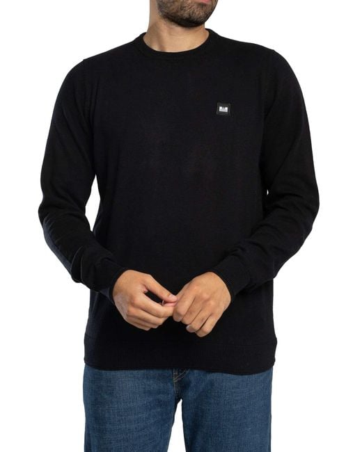 Weekend Offender Black Solace Fine Gauge Crew Knit for men