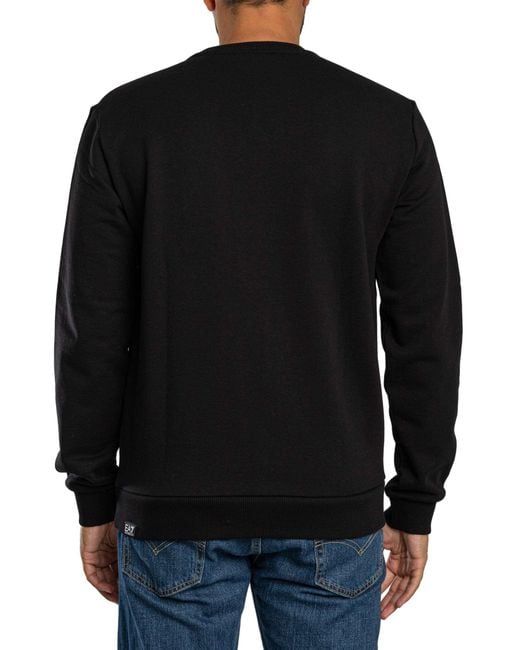 EA7 Black Big Logo Graphic Sweatshirt for men