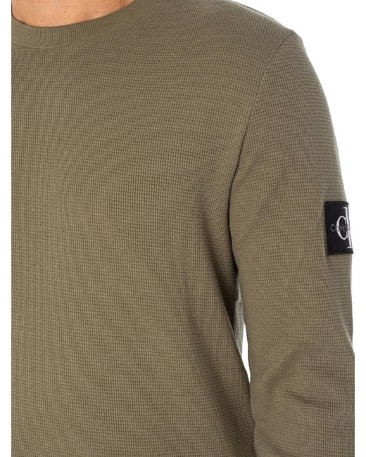 Calvin Klein Green Badge Waffle Longsleeved T-shirt for men
