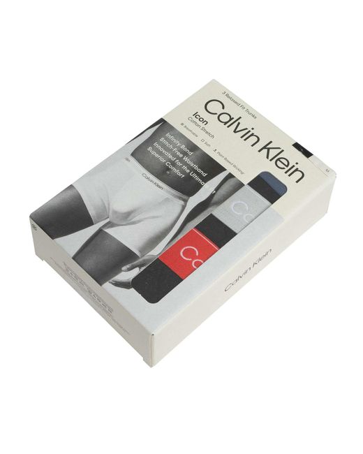 Calvin Klein Black 3 Pack Icon Relaxed Fit Trunks for men