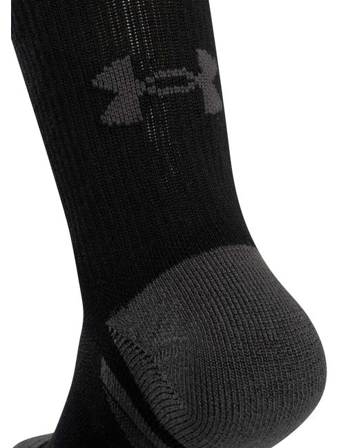 Under Armour Black 3 Pack Performance Tech Crew Socks for men