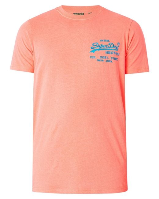 Superdry Pink Neon Vintage Chest Logo T-shirt for men