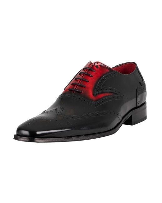 Jeffery West Black Oxford Polished Leather Shoes for men