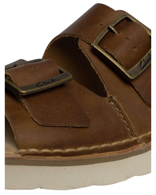 Clarks Brown Solsbury Strap Leather Sandals for men