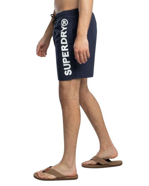 Superdry Blue Sport Graphic 17 Swim Shorts for men
