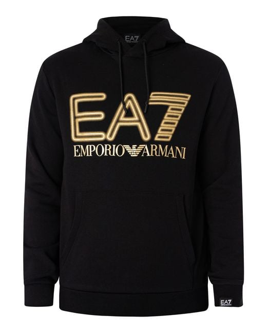 EA7 Black Graphic Neon Pullover Hoodie for men