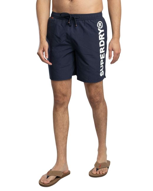 Superdry Blue Sport Graphic 17 Swim Shorts for men