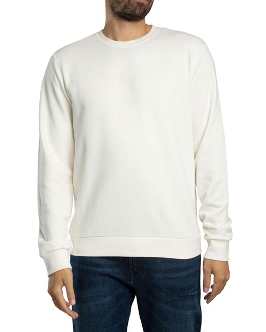 EA7 White Back Box Logo Sweatshirt for men