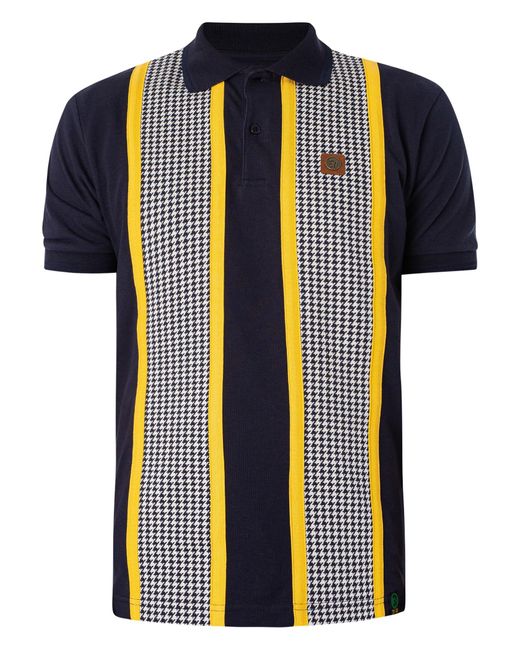 Trojan Blue Taped Houndstooth Panel Polo Shirt for men