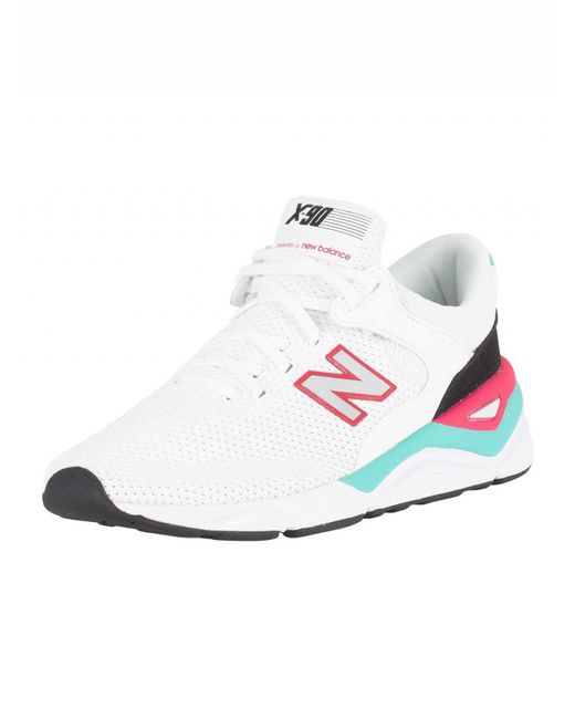 New Balance White/pink/green X-90 Trainers for Men | Lyst