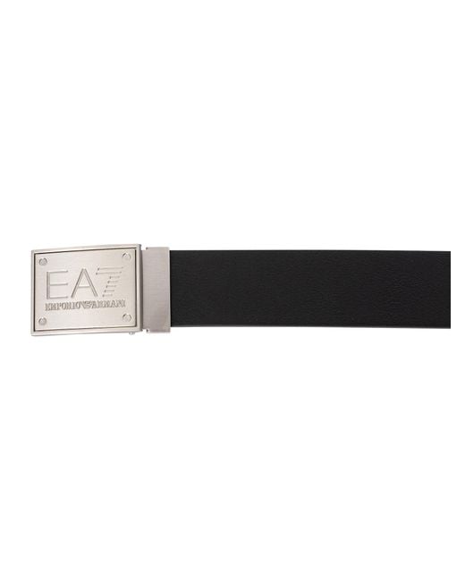 EA7 Black Logo Buckle Belt for men