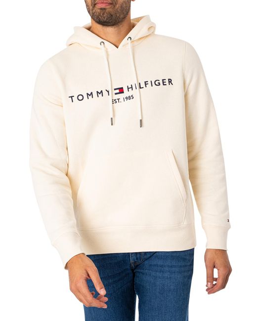 Tommy Hilfiger White Plus Logo Regular Fit Hoody for men