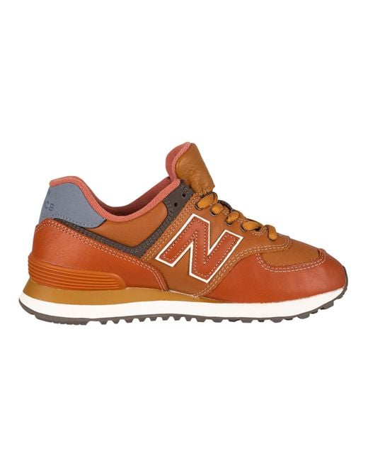New Balance 574 Leather Trainers in Brown for Men | Lyst