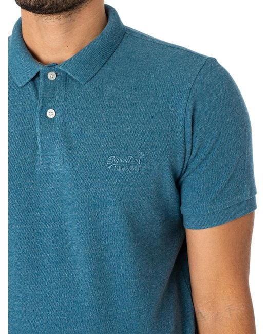 Superdry Blue Classic Pique Polo Shirt for men