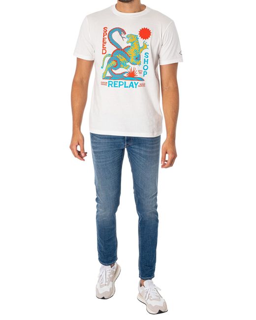 Replay White Graphic T-shirt for men
