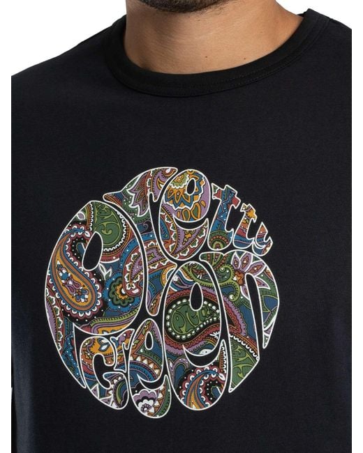 Pretty Green Black House Paisley Logo T-shirt for men