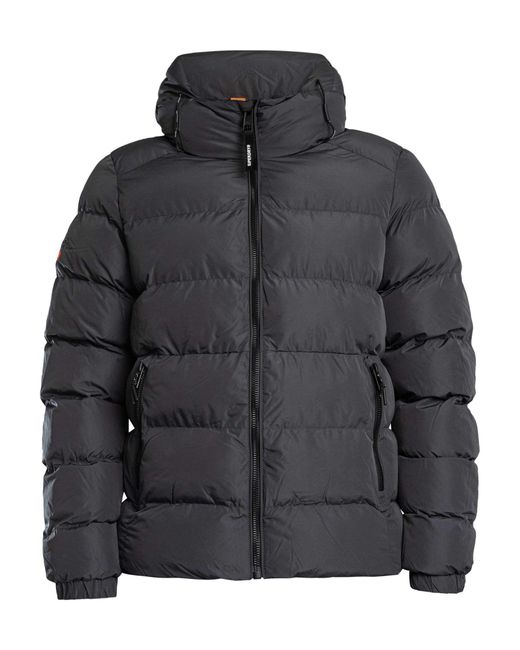 Superdry Gray Hooded Sport Puffer Jacket for men