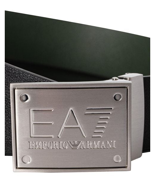 EA7 Black Logo Buckle Belt for men
