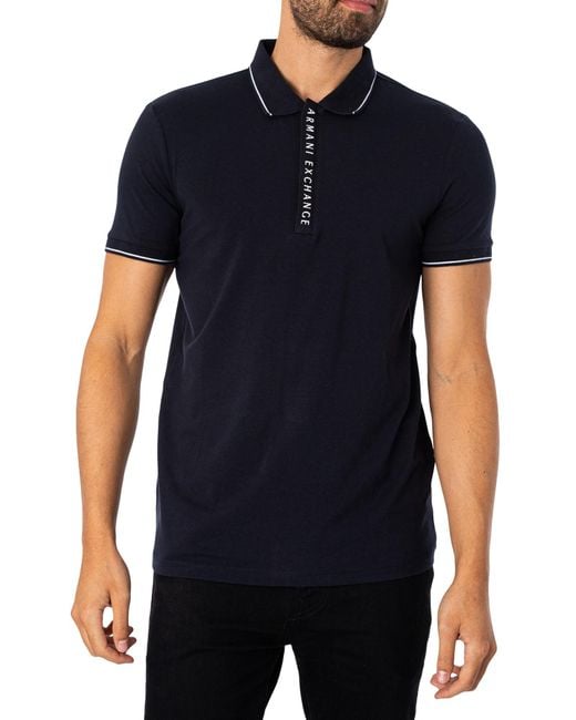 Armani Exchange Blue Side Branding Polo Shirt for men