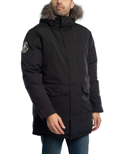 Superdry Black Everest Faux Fur Parka Jacket for men