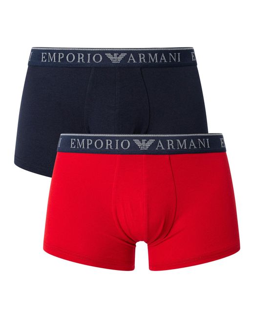 Emporio Armani Red 2 Pack Endurance Trunks for men