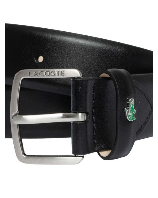 Lacoste Black Split Leather Belt for men