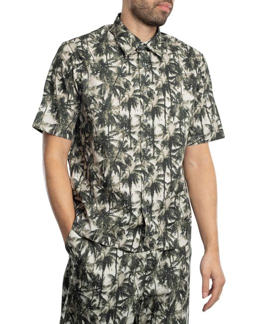 ARMANI EXCHANGE Gray Print Woven Short Sleeved Shirt for men