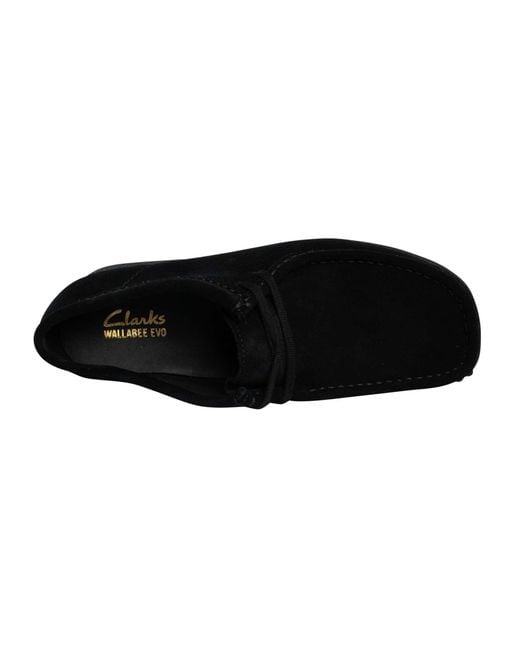Clarks Black Wallabee Evo Suede Shoes for men