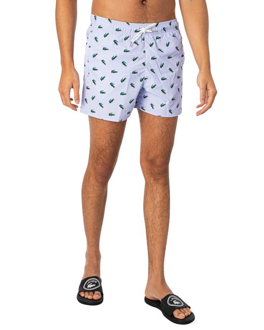 Lacoste Blue Croc Pattern Swim Shorts for men