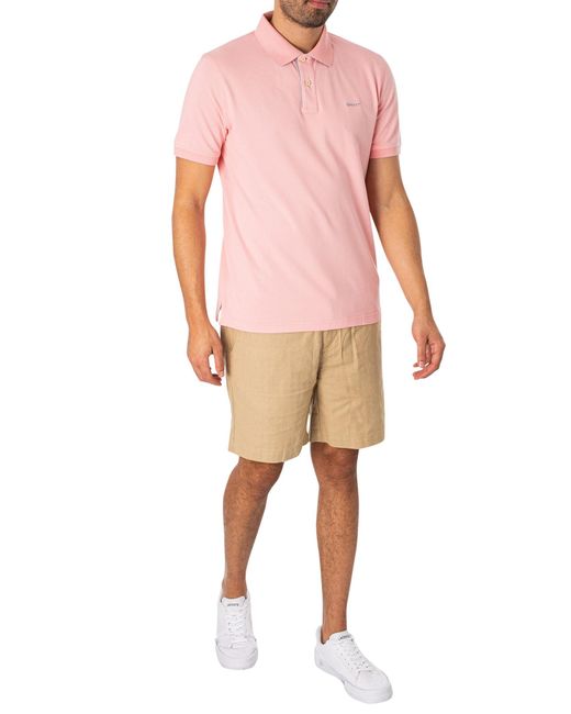 Gant Pink Regular Contrast Pique Rugger Polo Shirt for men