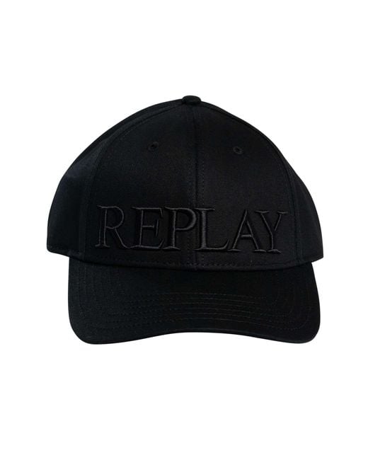 Replay Black Big Logo Baseball Cap for men